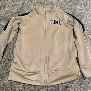 Puma Beige Full-Zip Athletic Jacket with Black Accents